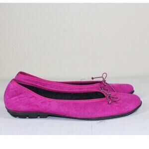 PAUL MAYER ATTITUDES Fushia Pink Suede Quilted Ballet Flats Size 8.5B